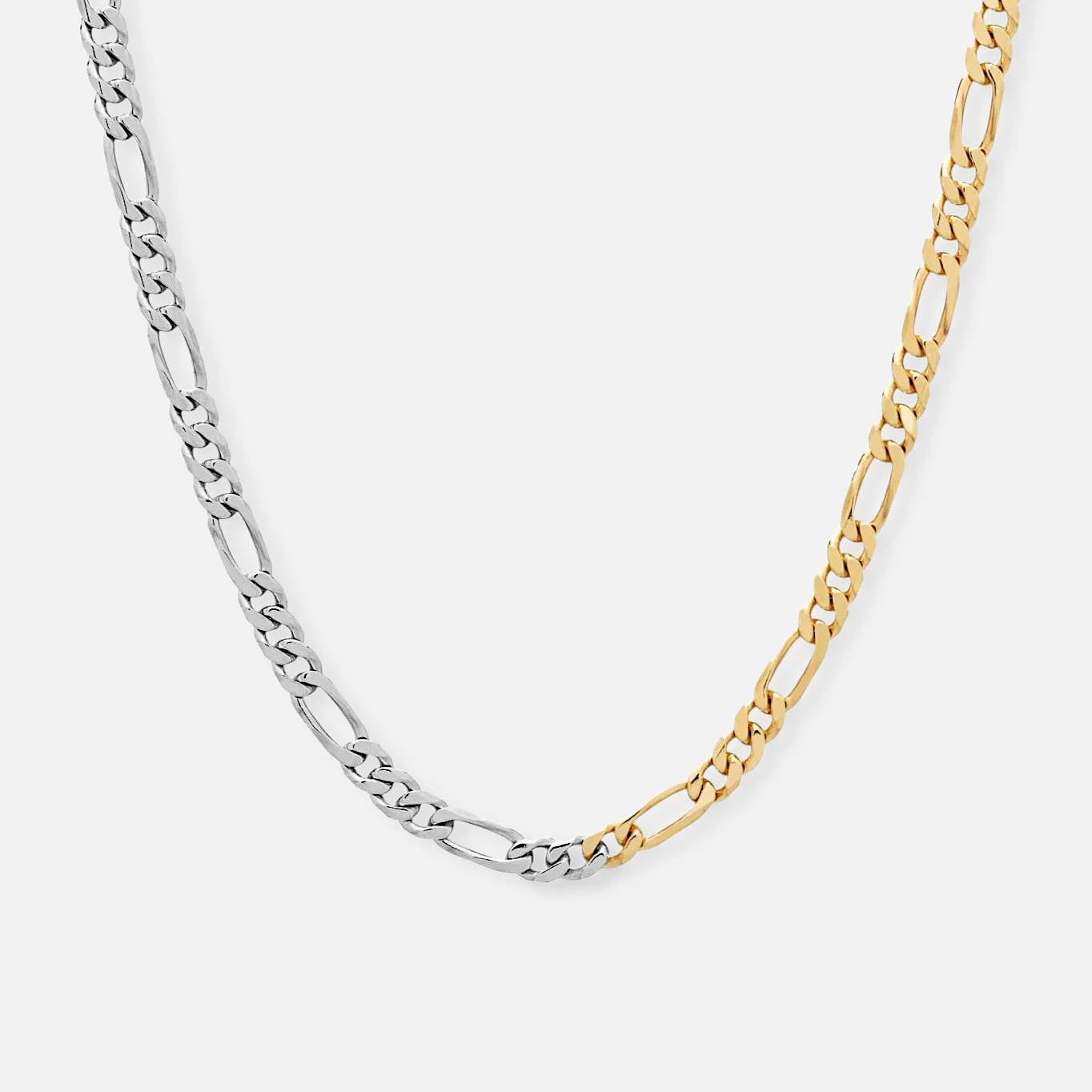 4.5 mm mid figaro chain necklace - gold & silver